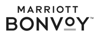 The image shows the Marriott Bonvoy logo with the &ldquo;BONVOY&rdquo; text beneath &ldquo;MARRIOTT.&rdquo;. logo on footer section.